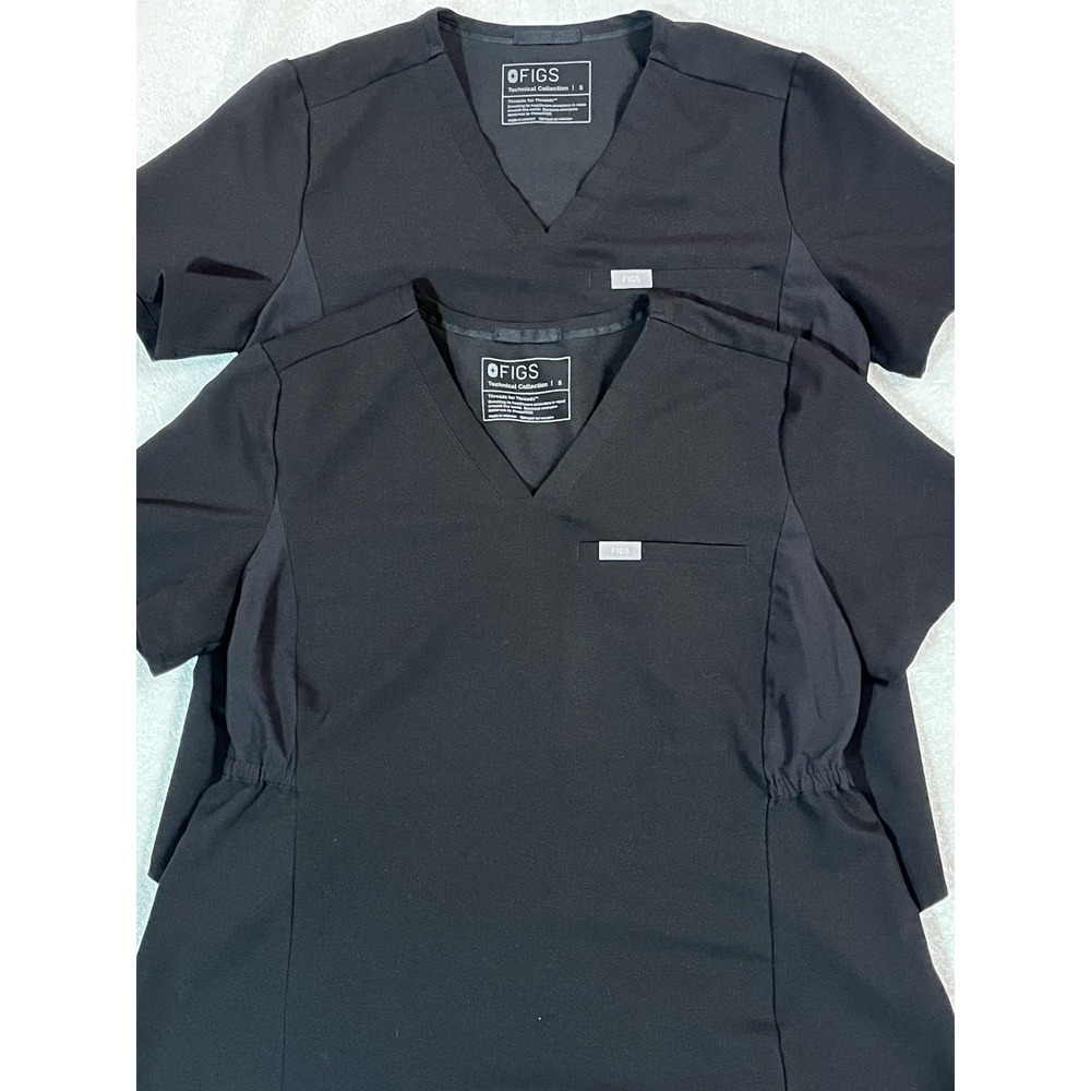 FIGS Technical Collection Octavia Maternity Scrub Top Sz S Black Lot Of 2 Tops
